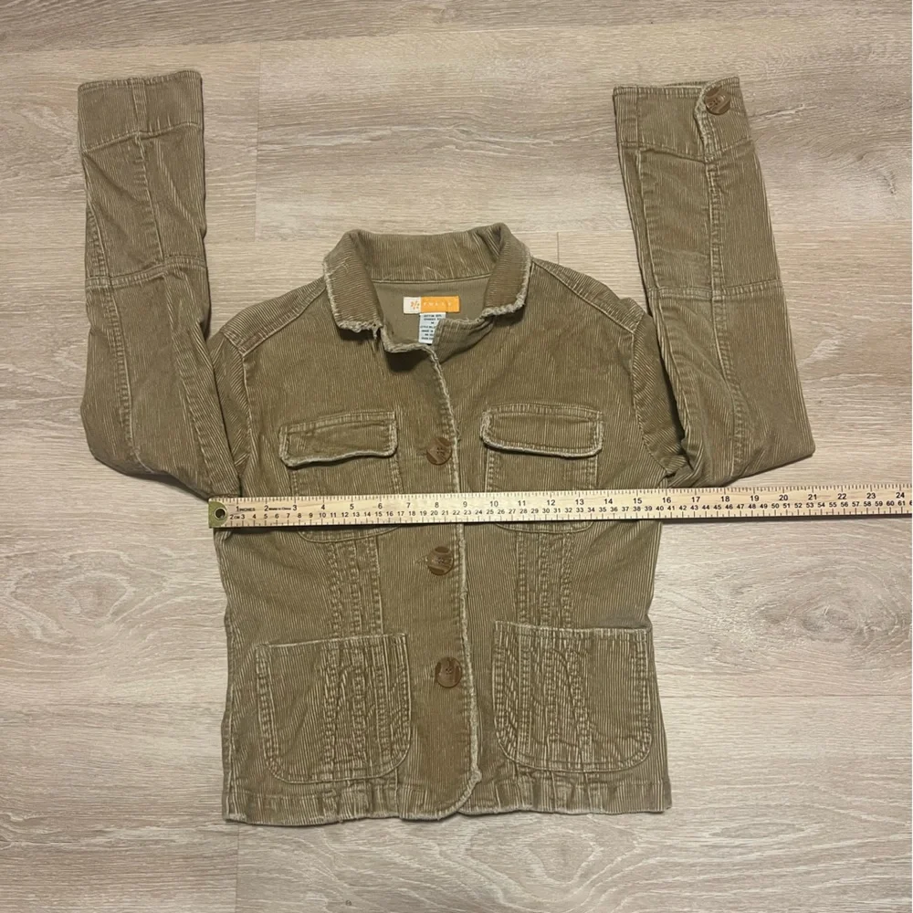 Tulle‎ Anthropologie Vintage Y2K Tan Corduroy Cropped Fitted Jacket Women Sz M